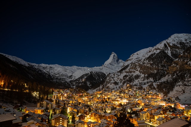 Zermatt at wintery night