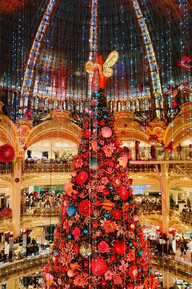 Christmas tree setup in Paris