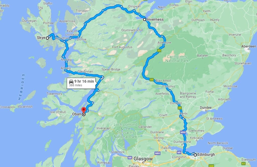 Scotland Itinerary 7 Days Map