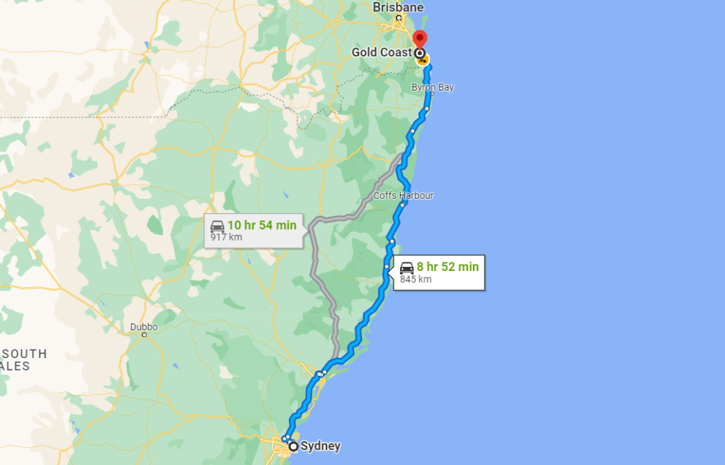 Sydney to Gold Coast road trip