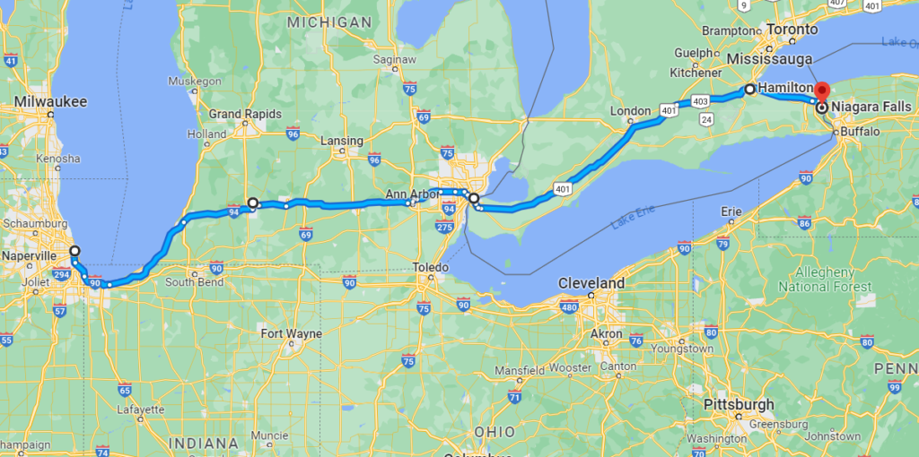 Chicago to Niagara via Detroit