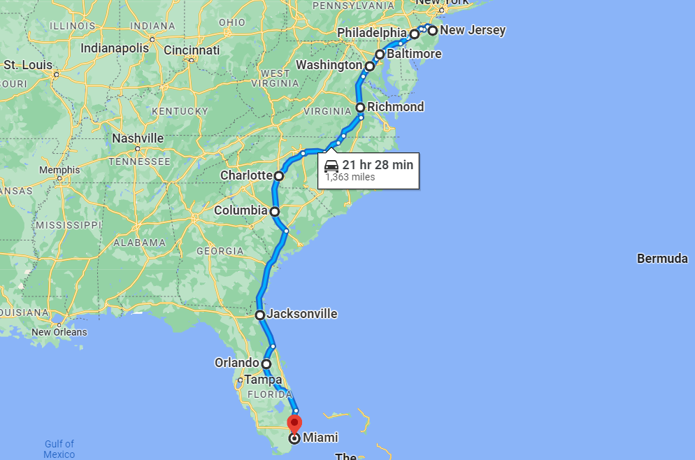 New Jersey to Florida Road Trip