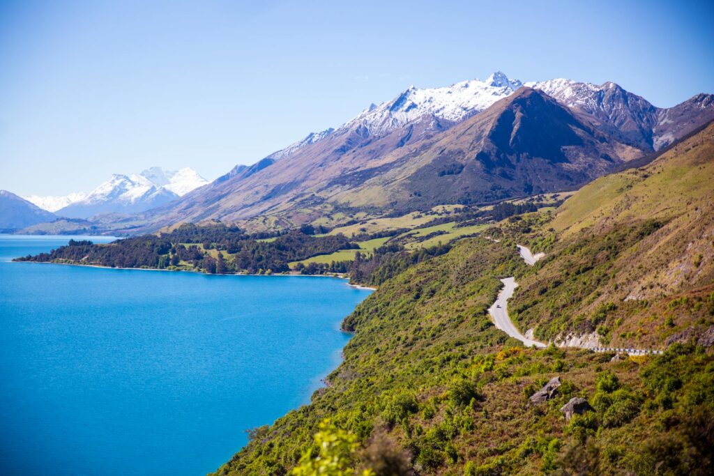 Scenic driving route in New Zealand